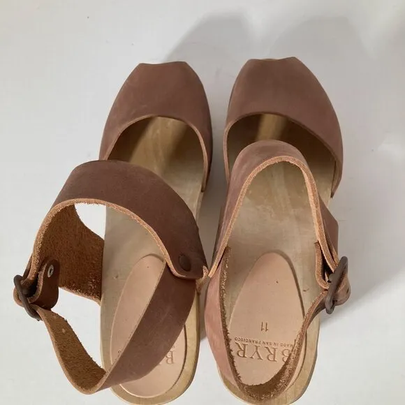 Womens Bryr Miranda Peep Toe Clogs Adobe Pink Clay Color 11 NWOT