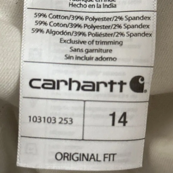 Women’s CARHARTT 103103 Rugged Canvas Original Fit Shorts Khaki, SZ 14. NEW!