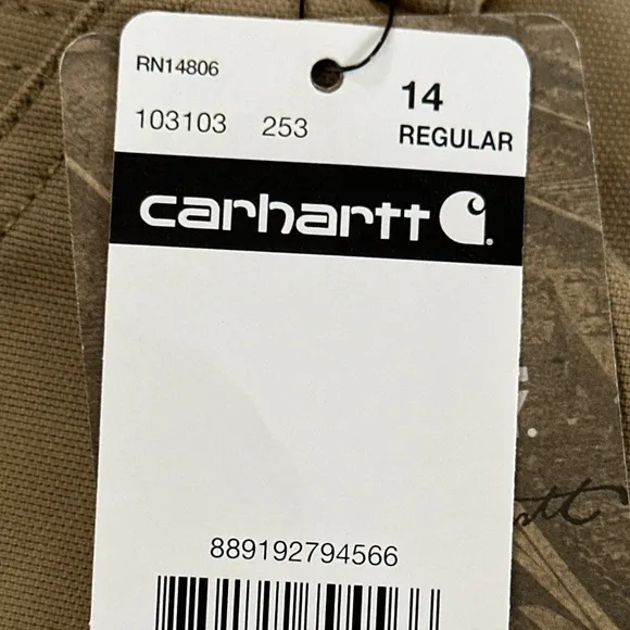 Women’s CARHARTT 103103 Rugged Canvas Original Fit Shorts Khaki, SZ 14. NEW!