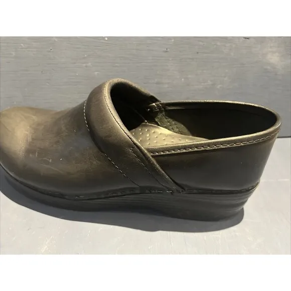 Womens Dansko Leather Black Pro Work Clogs Size 39 US 8.5-9