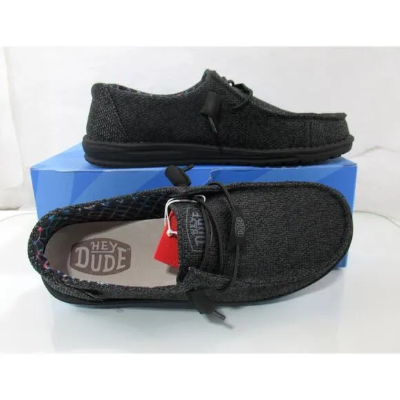 Women's Hey dude Wendy Sox Slip On Casual Shoes Sneaker Micro Total Black