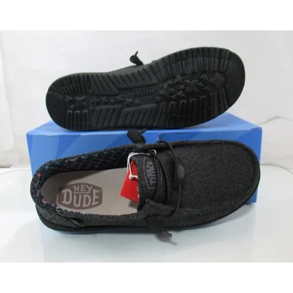 Women's Hey dude Wendy Sox Slip On Casual Shoes Sneaker Micro Total Black