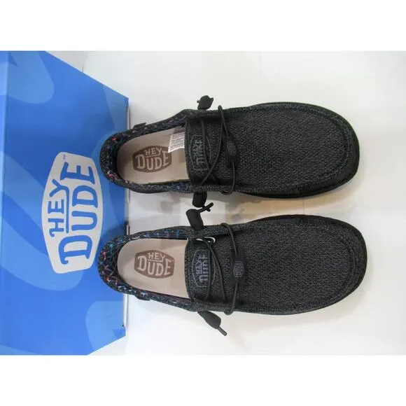 Women's Hey dude Wendy Sox Slip On Casual Shoes Sneaker Micro Total Black