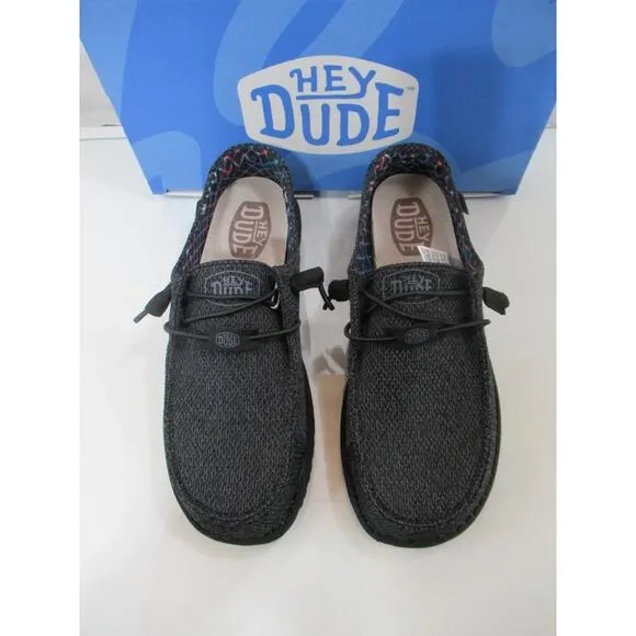 Women's Hey dude Wendy Sox Slip On Casual Shoes Sneaker Micro Total Black