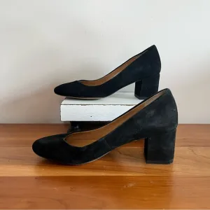 Women’s J. Crew Bryn Suede Mid Block Heels In Black G9040 Size 6.5