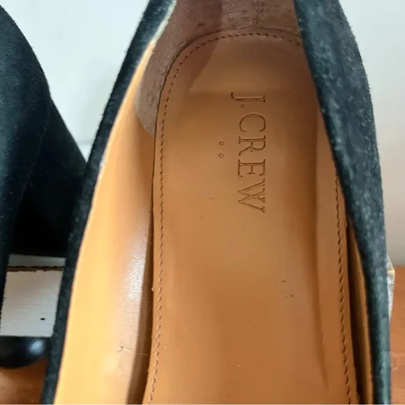 Women’s J. Crew Bryn Suede Mid Block Heels In Black G9040 Size 6.5