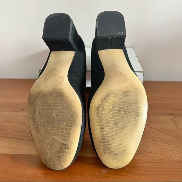 Women’s J. Crew Bryn Suede Mid Block Heels In Black G9040 Size 6.5