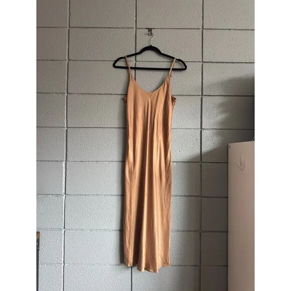 Women's Lunya Washable Bias Silk Slip Dress in Hushed Tan Quiet Luxury size XS