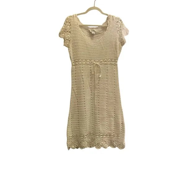 Women’s White Lilly Pulitzer Crochet Dress w Waist Tie Sz M