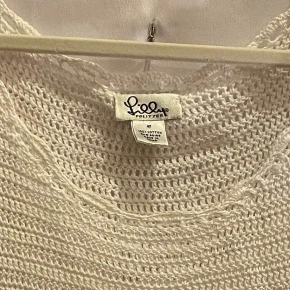 Women’s White Lilly Pulitzer Crochet Dress w Waist Tie Sz M