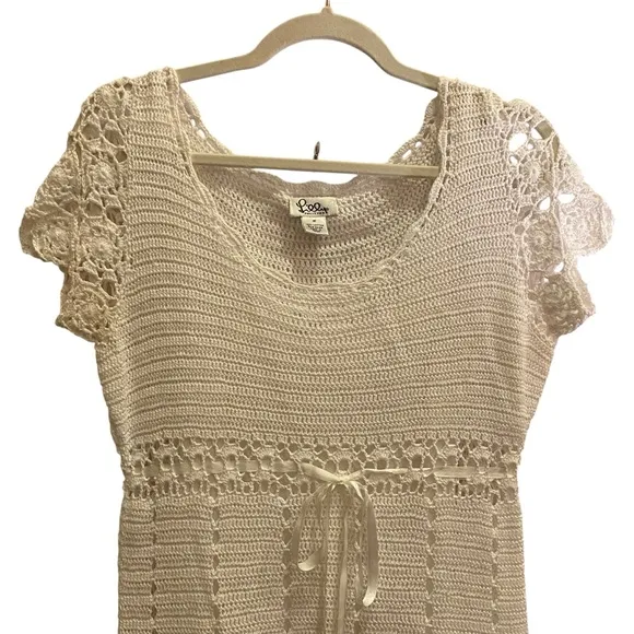 Women’s White Lilly Pulitzer Crochet Dress w Waist Tie Sz M