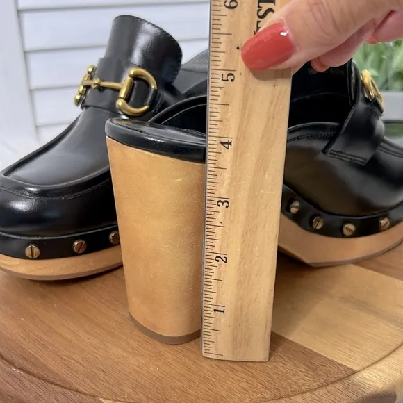 Wooden Platform Moc Toe Golden Bit Retro Clogs JEFFERY CAMPBELL Size 6.5 NWOB