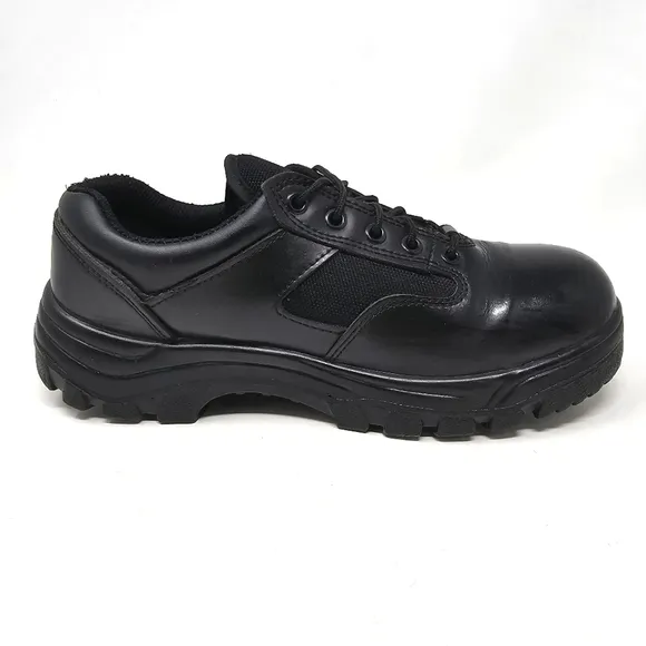 Work Zone Mens Size 6 Safety Toe Black Leather Work Shoes N477 Lace Up