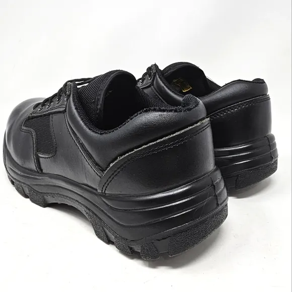 Work Zone Mens Size 6 Safety Toe Black Leather Work Shoes N477 Lace Up
