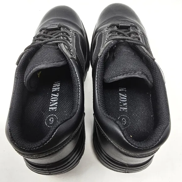 Work Zone Mens Size 6 Safety Toe Black Leather Work Shoes N477 Lace Up