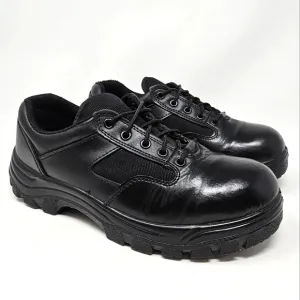Work Zone Mens Size 6 Safety Toe Black Leather Work Shoes N477 Lace Up
