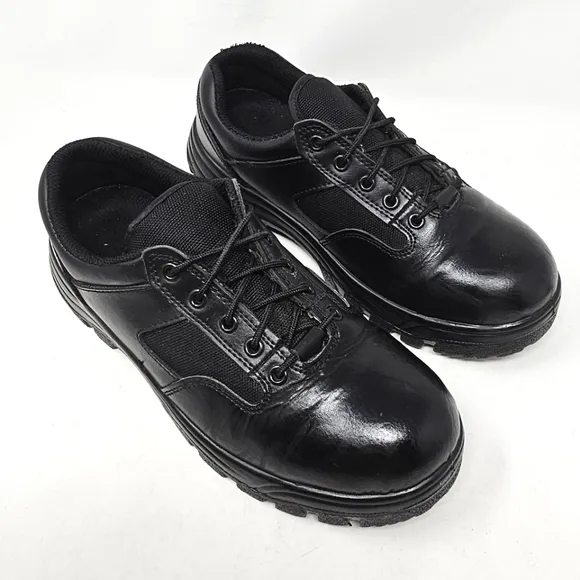 Work Zone Mens Size 6 Safety Toe Black Leather Work Shoes N477 Lace Up