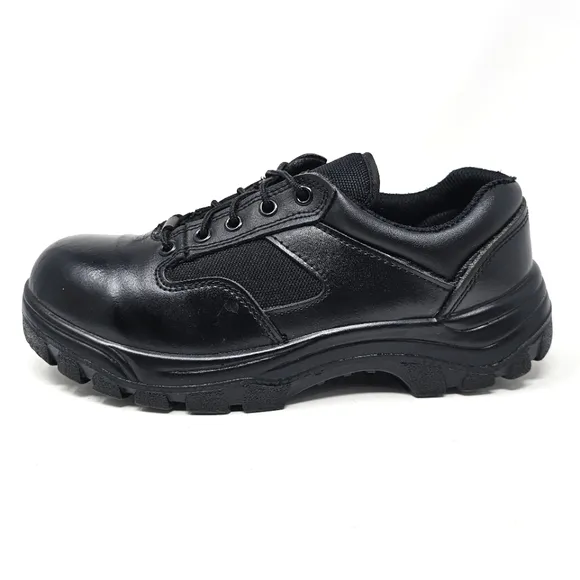 Work Zone Mens Size 6 Safety Toe Black Leather Work Shoes N477 Lace Up