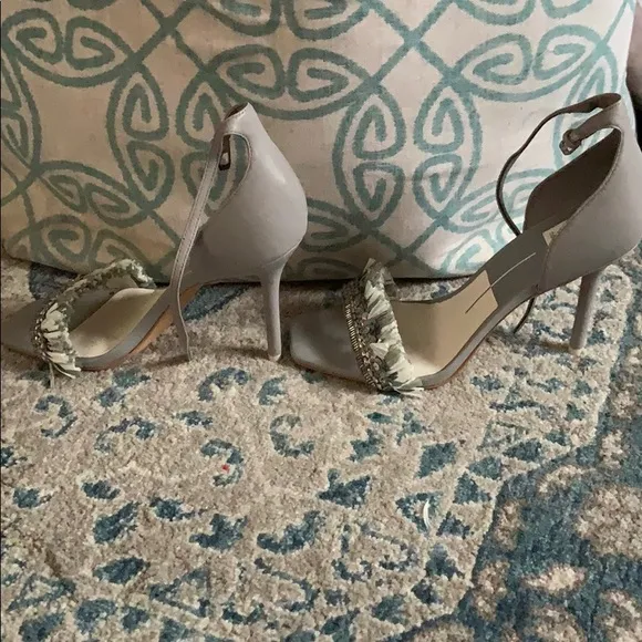WORN ONCE DOLCE VITA FRINGE SQUARE TOE HEELS