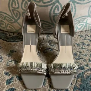 WORN ONCE DOLCE VITA FRINGE SQUARE TOE HEELS