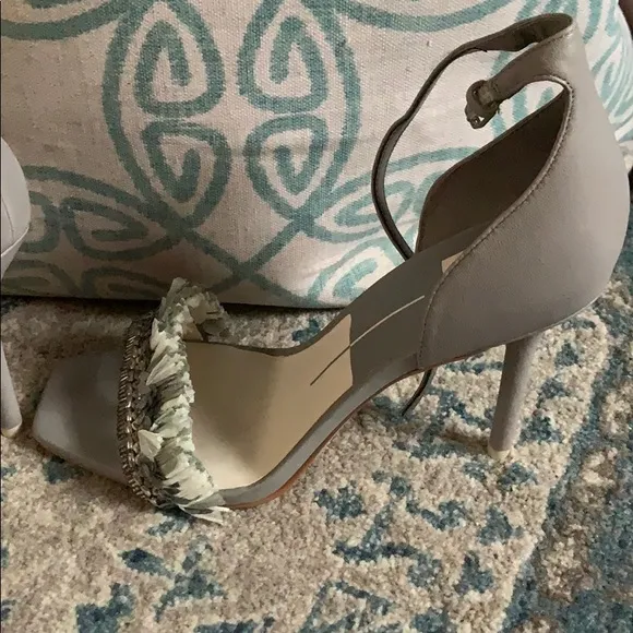 WORN ONCE DOLCE VITA FRINGE SQUARE TOE HEELS
