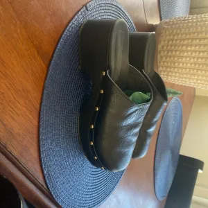 Worn Twice- Valentino/Mario Valentino Embossed Black Leather Clogs-SZ 8