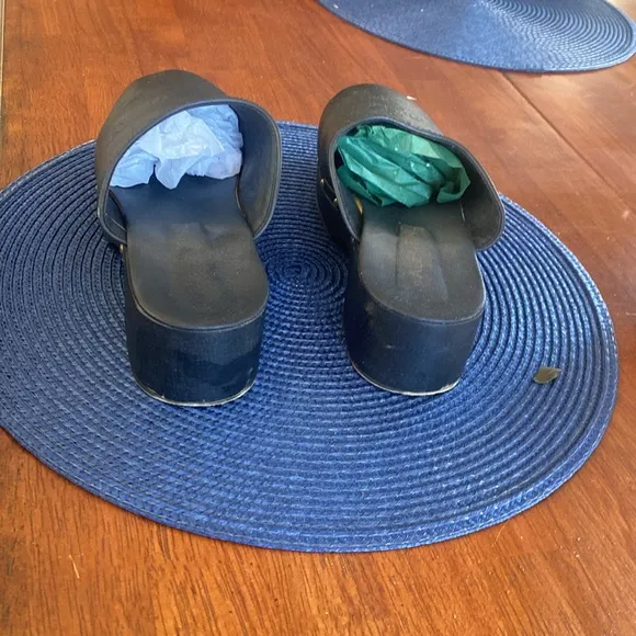 Worn Twice- Valentino/Mario Valentino Embossed Black Leather Clogs-SZ 8