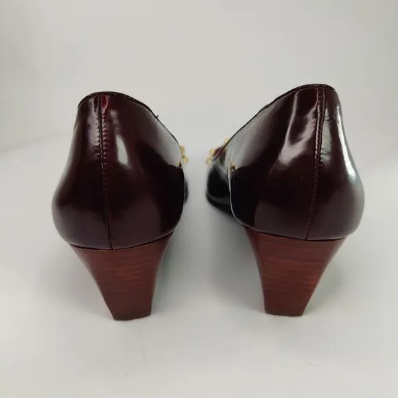 y2k Burgundy Studded Peep toe Wedges by BCBG Maxazeria