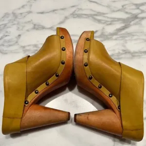 yellow wood clogs