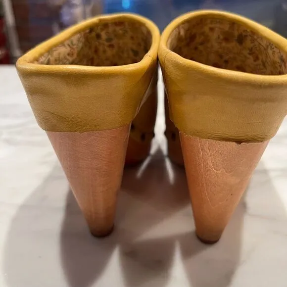 yellow wood clogs