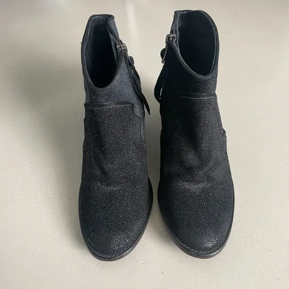 Zadig &amp; Voltaire Leather Shiny Ankle Cowboy Style Booties Black Size 36