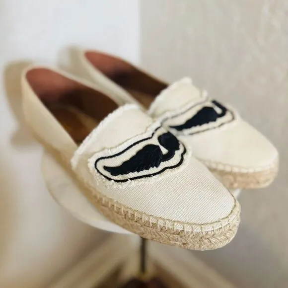 Zadig &amp; Voltaire Canvas Espadrille Slip on Flat, Cream/Black, Size 11, NWOT