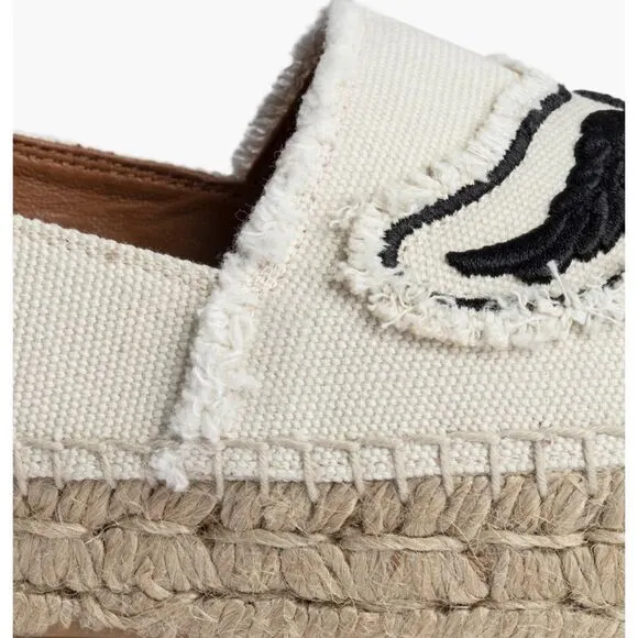 Zadig &amp; Voltaire Canvas Espadrille Slip on Flat, Cream/Black, Size 11, NWOT
