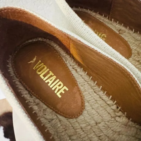 Zadig &amp; Voltaire Canvas Espadrille Slip on Flat, Cream/Black, Size 11, NWOT