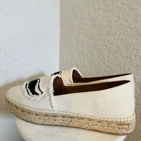 Zadig &amp; Voltaire Canvas Espadrille Slip on Flat, Cream/Black, Size 11, NWOT