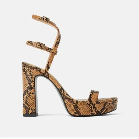 🔥Zara Chic Snakeskin Platform Heels🔥