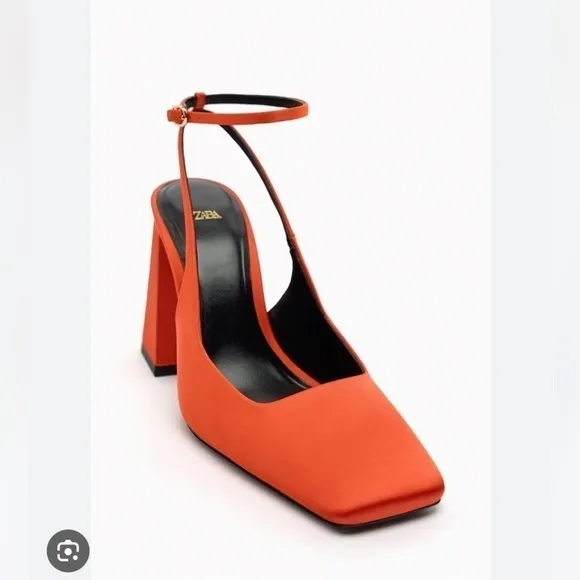 Zara NWT orange block heels