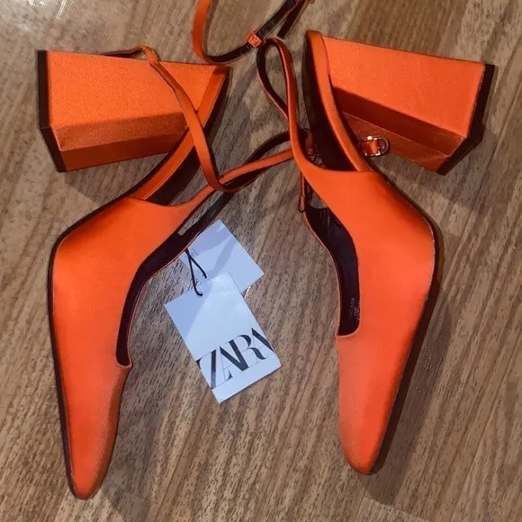 Zara NWT orange block heels