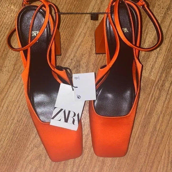 Zara NWT orange block heels