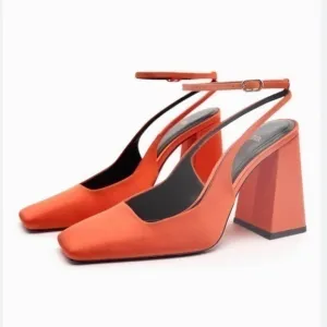 Zara NWT orange block heels