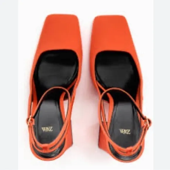 Zara NWT orange block heels