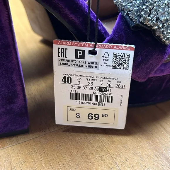Zara Purple Velvet Platform Heels