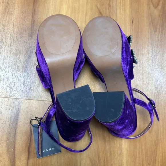 Zara Purple Velvet Platform Heels