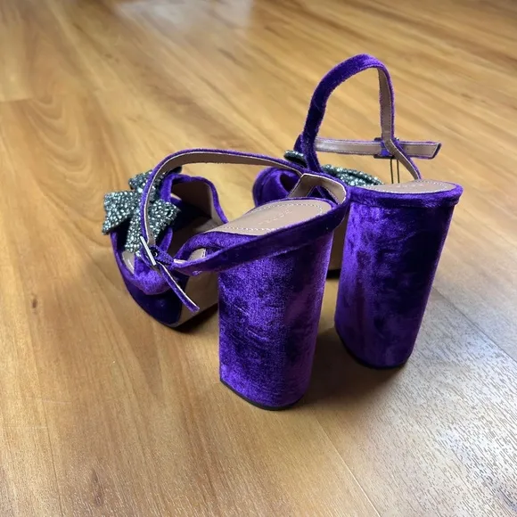 Zara Purple Velvet Platform Heels
