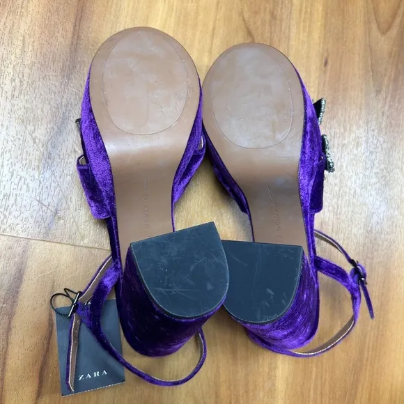 Zara Purple Velvet Platform Heels