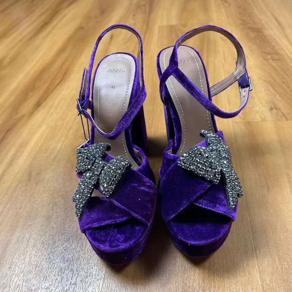 Zara Purple Velvet Platform Heels