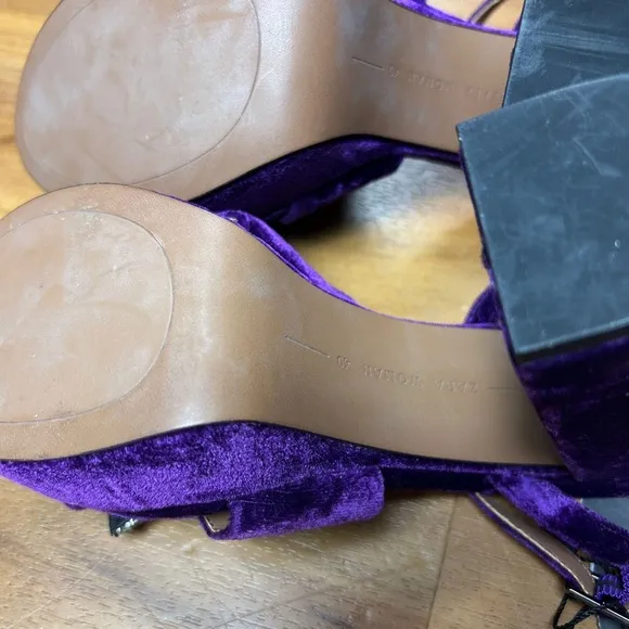 Zara Purple Velvet Platform Heels