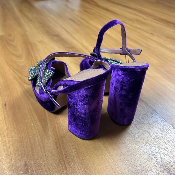 Zara Purple Velvet Platform Heels