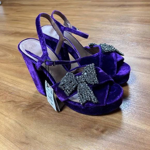 Zara Purple Velvet Platform Heels