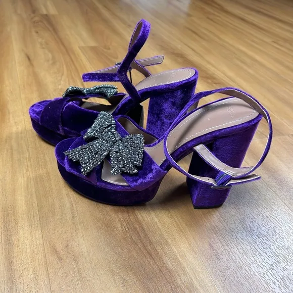 Zara Purple Velvet Platform Heels